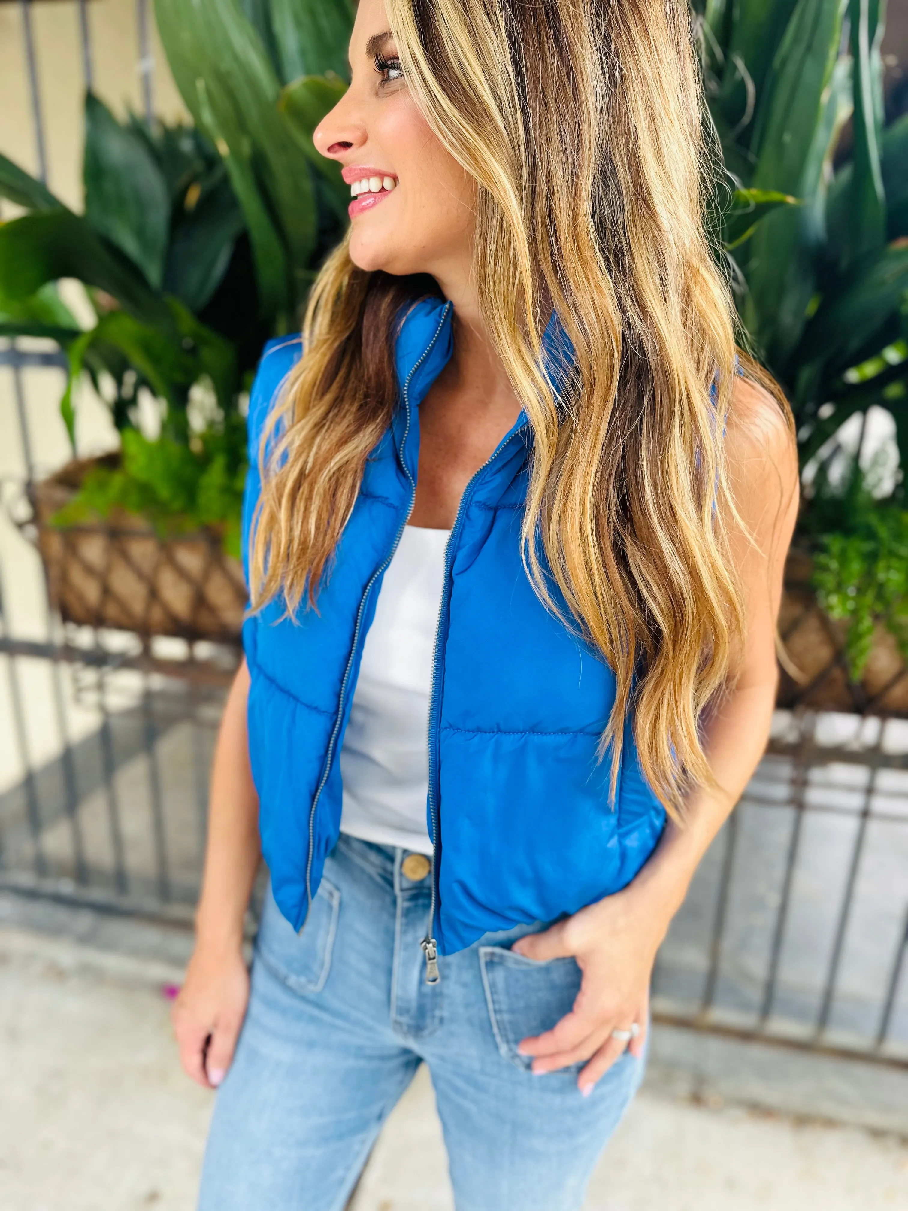 Landon Puffer Vest- Cobalt