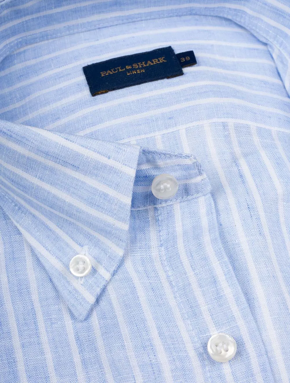 Linen Stripe Shirt Blue