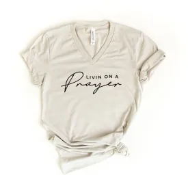 Livin' On A Prayer V-Neck Graphic Tee