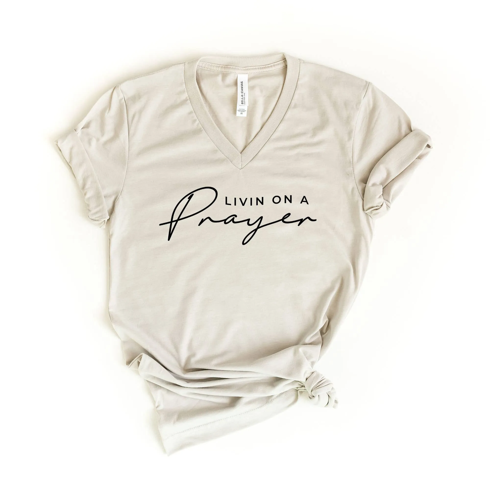 Livin' On A Prayer V-Neck Graphic Tee