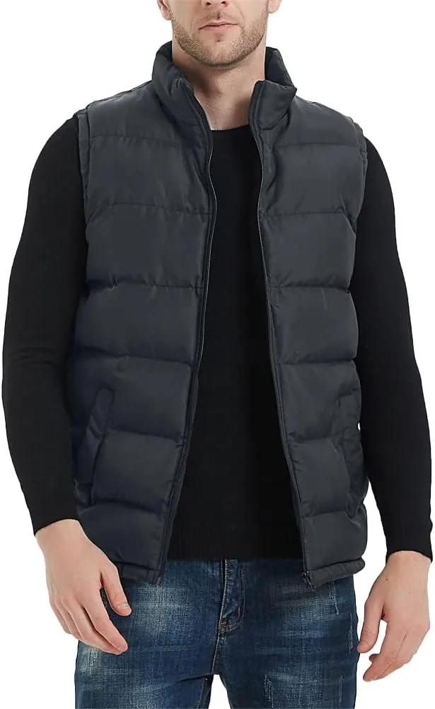 MADHERO Men's Puffer Vest Stand Collar Quilted Sleeveless Jacket Outerwear