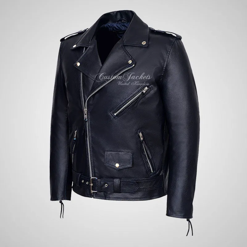 MARLON BRANDO Mens Biker Leather Jacket Moto Leather Jacket