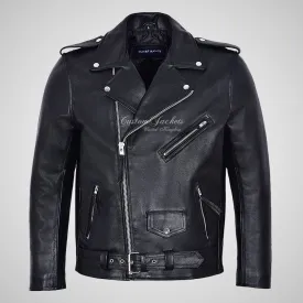 MARLON BRANDO Mens Biker Leather Jacket Moto Leather Jacket