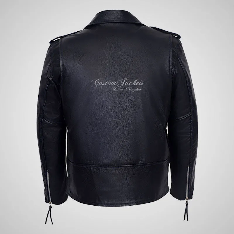 MARLON BRANDO Mens Biker Leather Jacket Moto Leather Jacket