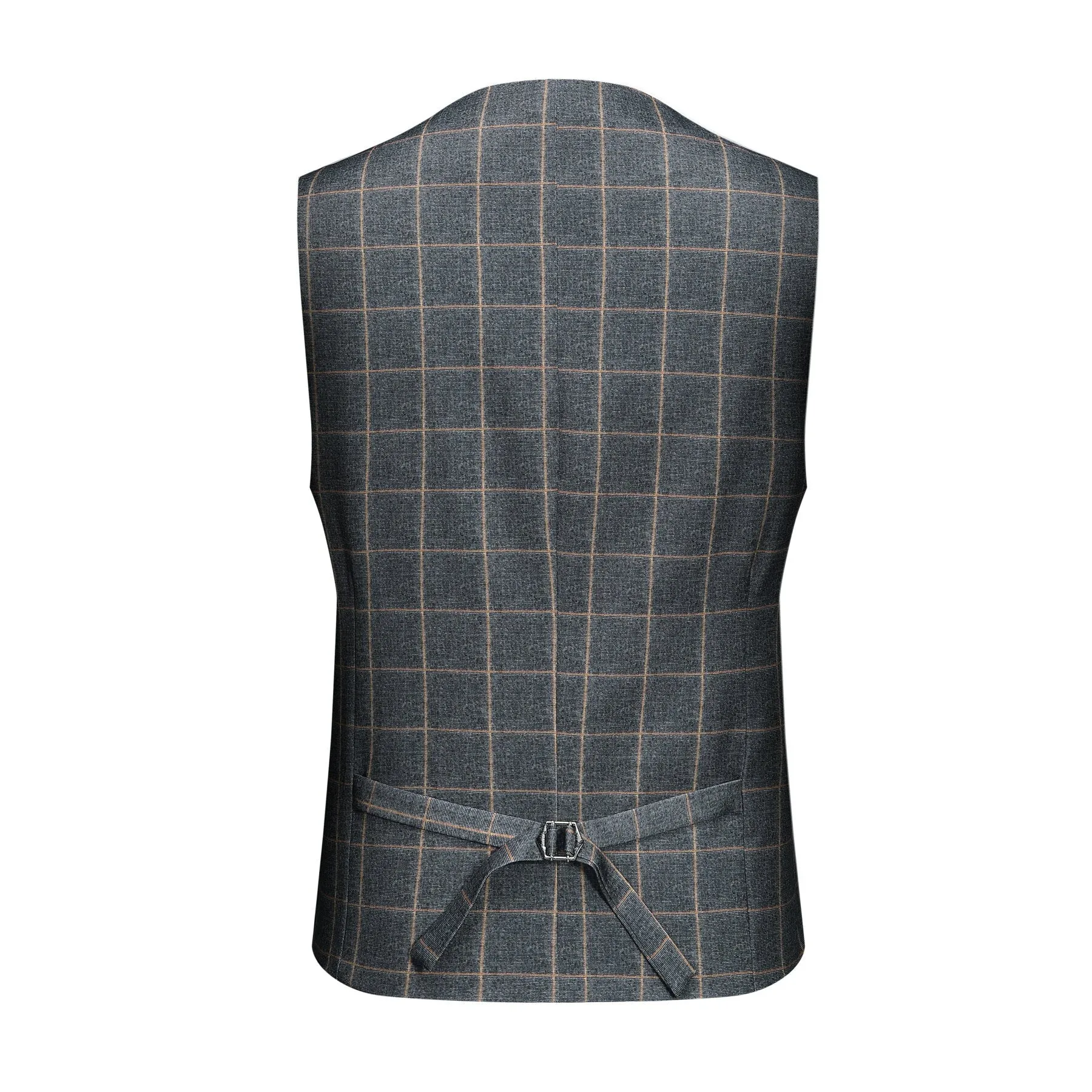 Men's 3-Piece Plaid Casual Suit Grey