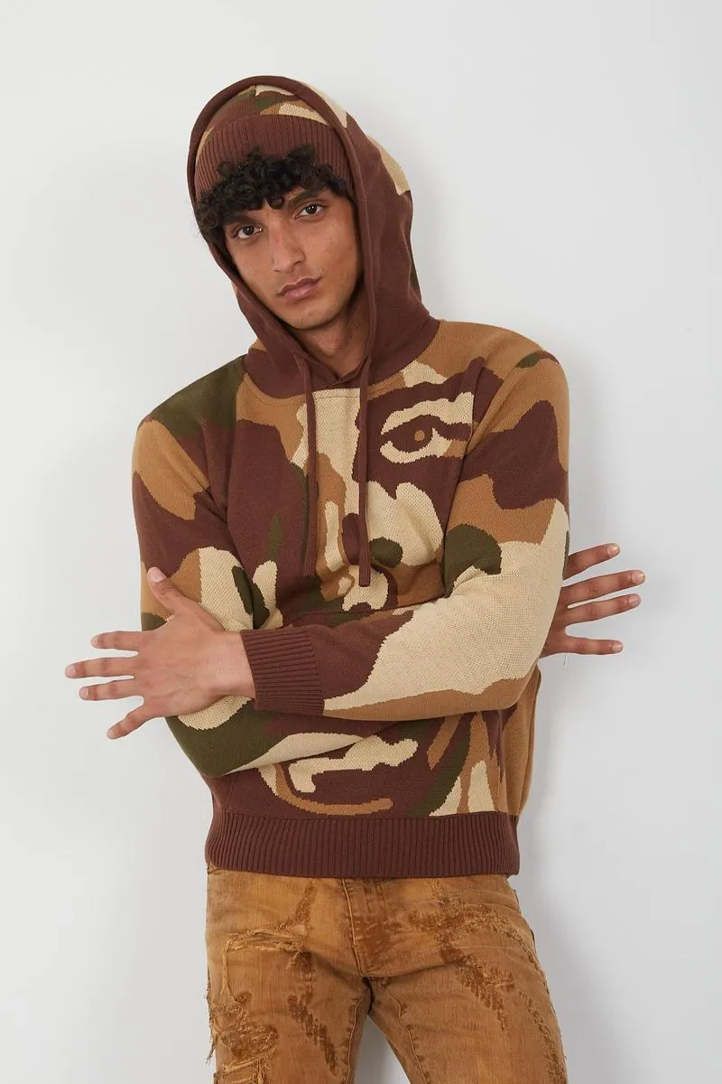 Men's Bold Eye Pullover Hoodie (Coffee)