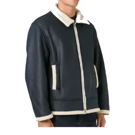 Men's Genuine Leather Shearling Biker Jacket – Warm & Stylish