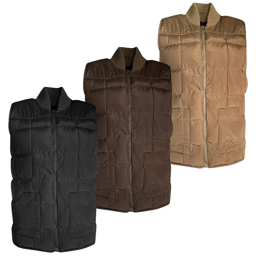 Men's Vest Quilted Puffer Padded Zip Up Insulated Warm Heavyweight Active Top
