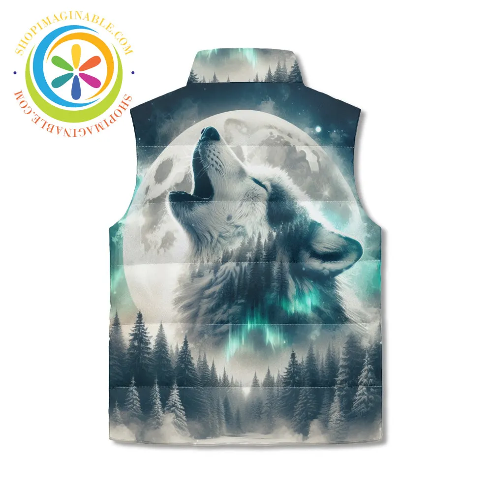 Moonlit Wolf Howl Puffer Vest