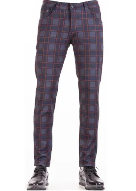 Navy "Nyc" Plaid Stretch Pants