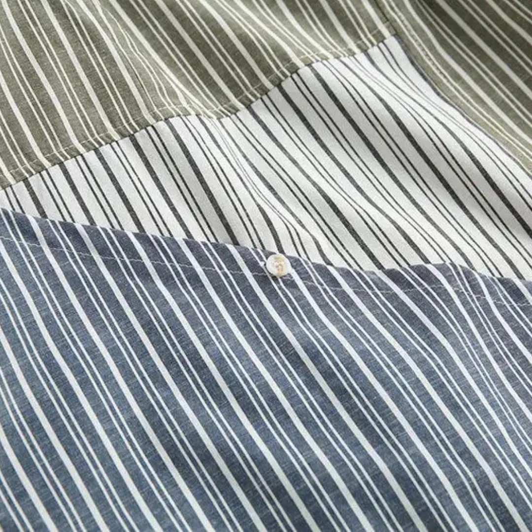 Olive Colorblock Striped Shirt