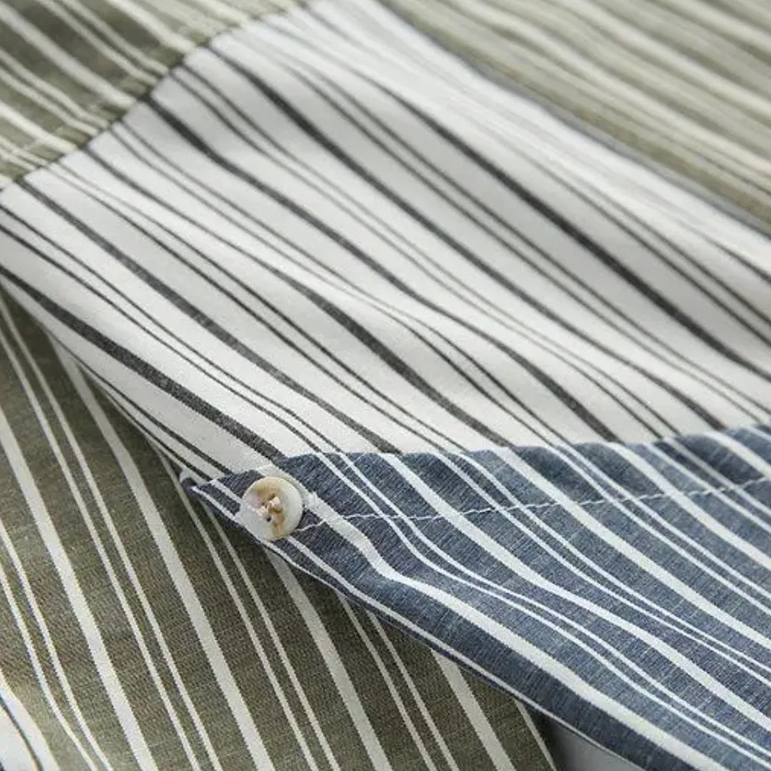Olive Colorblock Striped Shirt