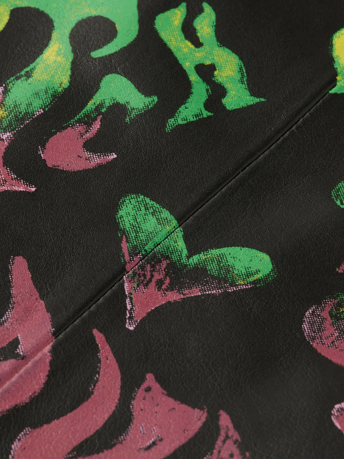 Placement print leather biker jacket