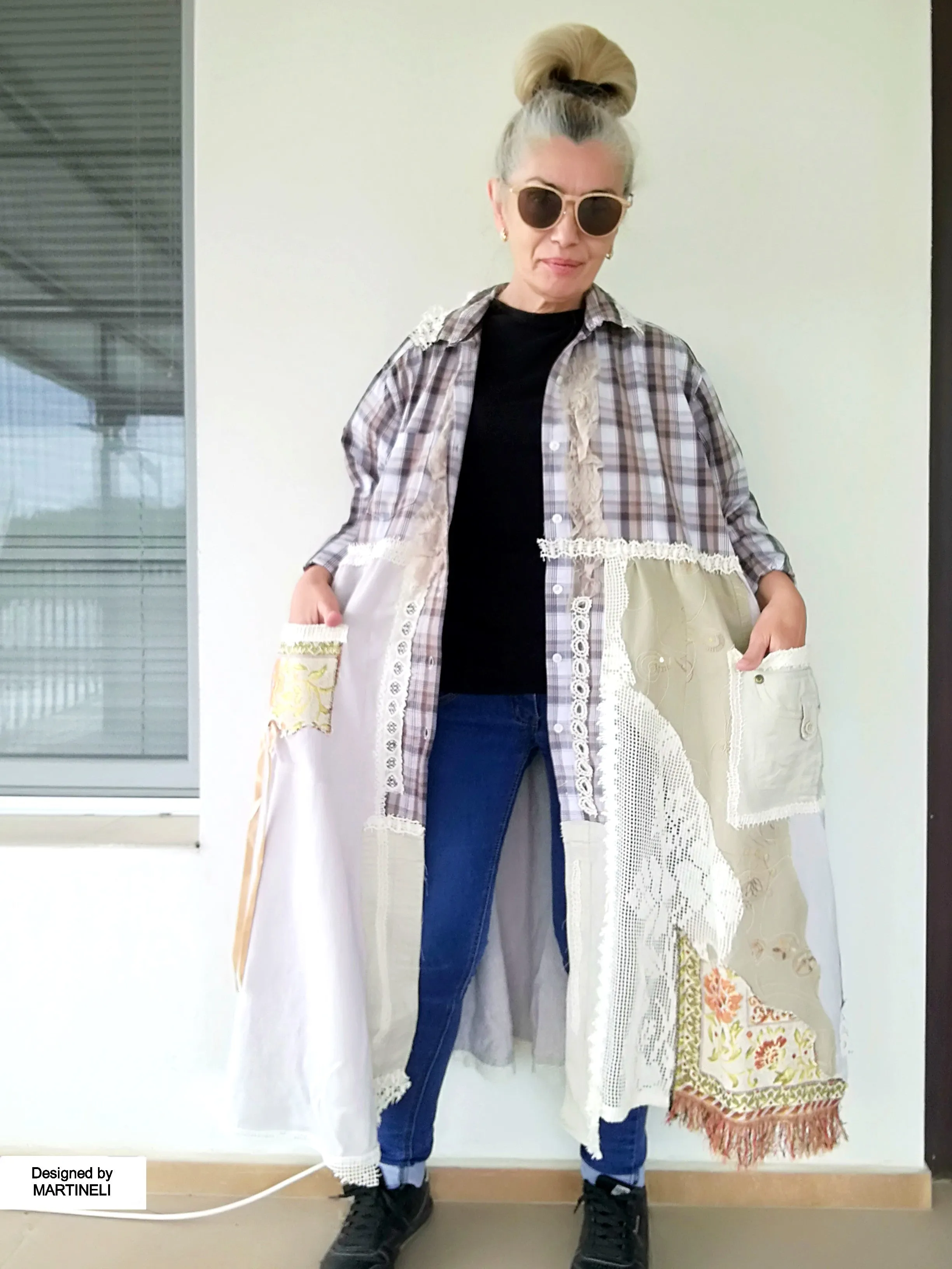 Plus Size Linen Jacket Dress 2X Maxi Beige Boho Shirt Dress
