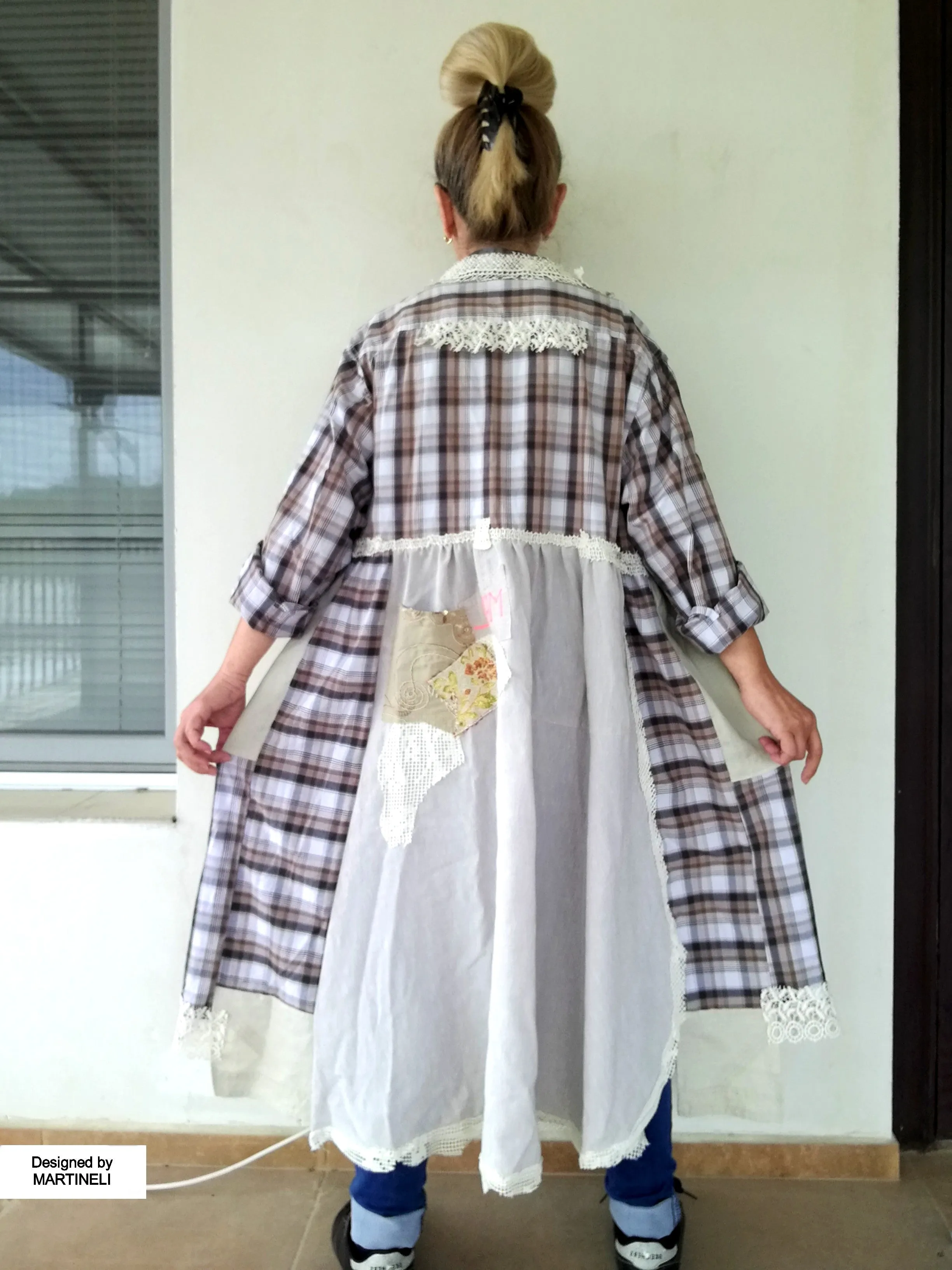 Plus Size Linen Jacket Dress 2X Maxi Beige Boho Shirt Dress