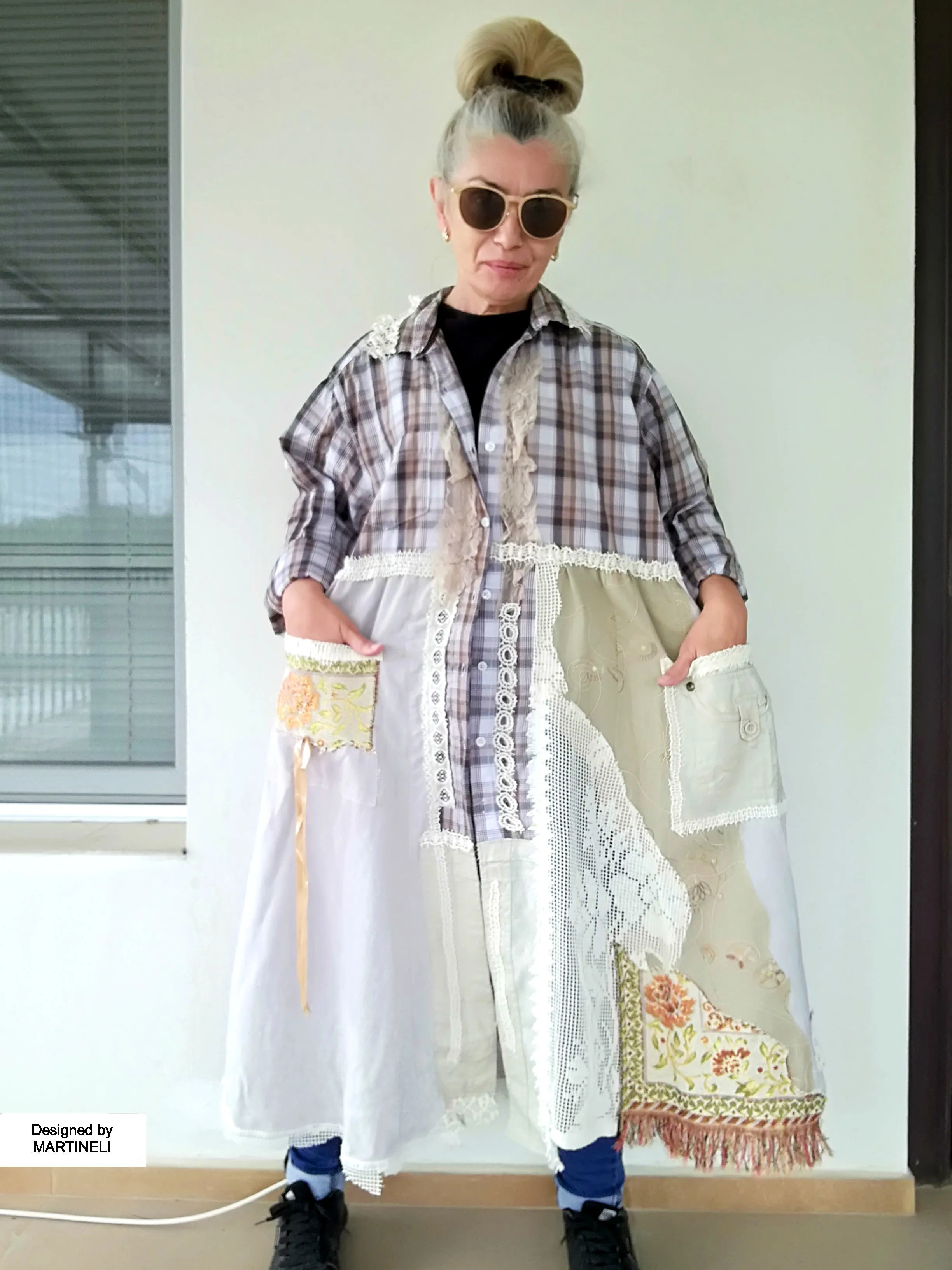 Plus Size Linen Jacket Dress 2X Maxi Beige Boho Shirt Dress