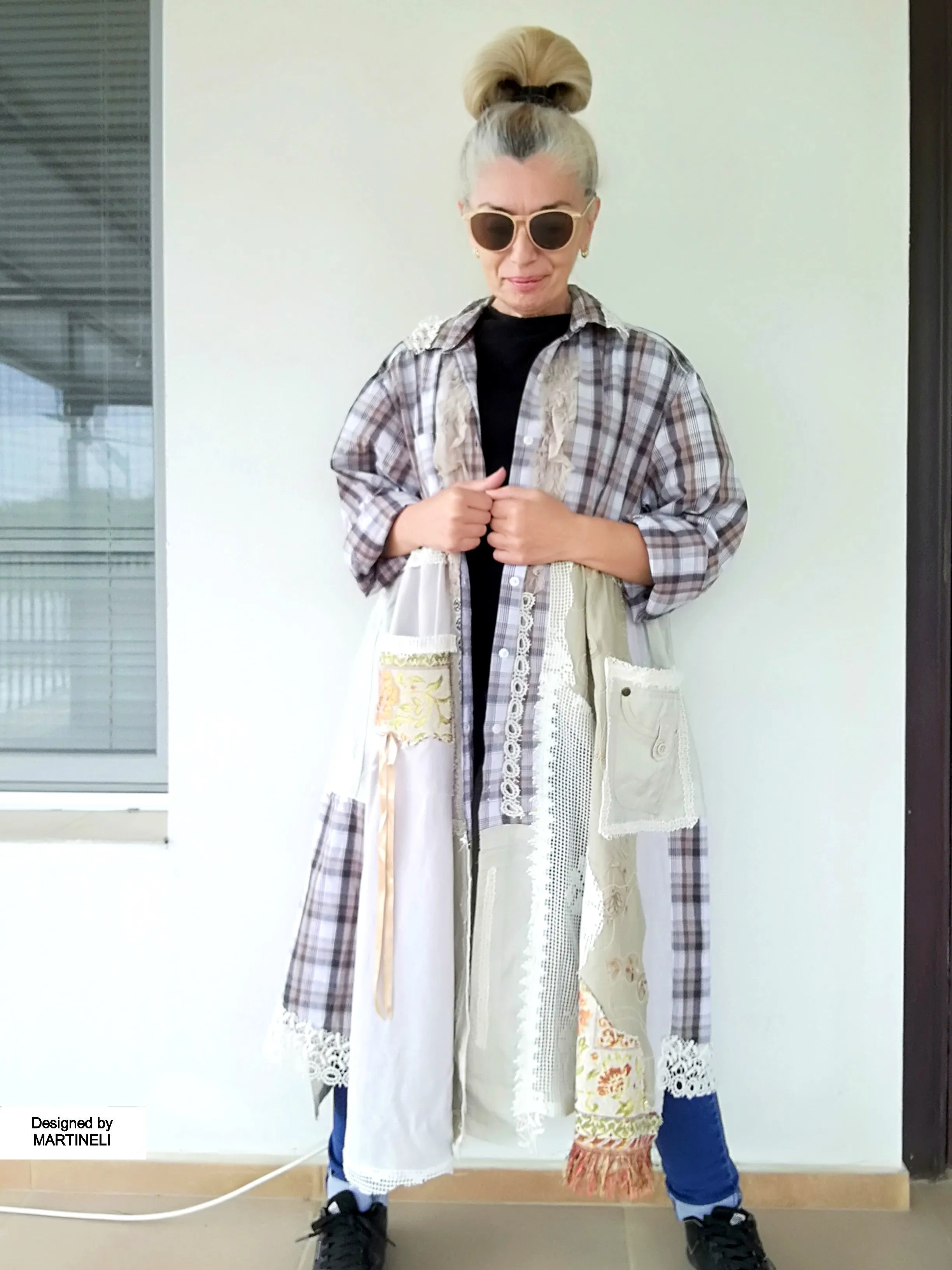 Plus Size Linen Jacket Dress 2X Maxi Beige Boho Shirt Dress