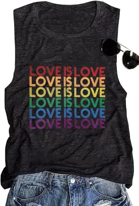 Pride Tank Top Women Love is Love LGBTQ Tank Tops Summer Sleeveless Rainbow Graphic Tee Shirt