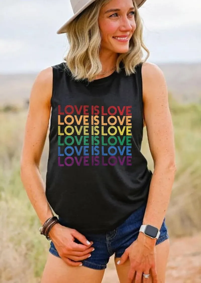 Pride Tank Top Women Love is Love LGBTQ Tank Tops Summer Sleeveless Rainbow Graphic Tee Shirt