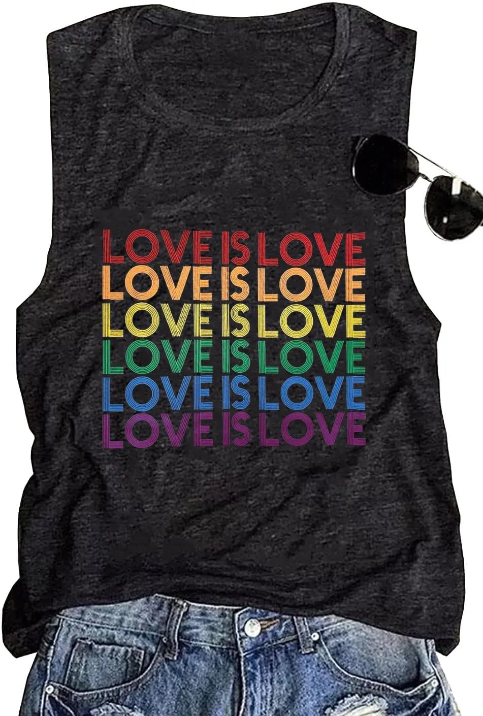 Pride Tank Top Women Love is Love LGBTQ Tank Tops Summer Sleeveless Rainbow Graphic Tee Shirt