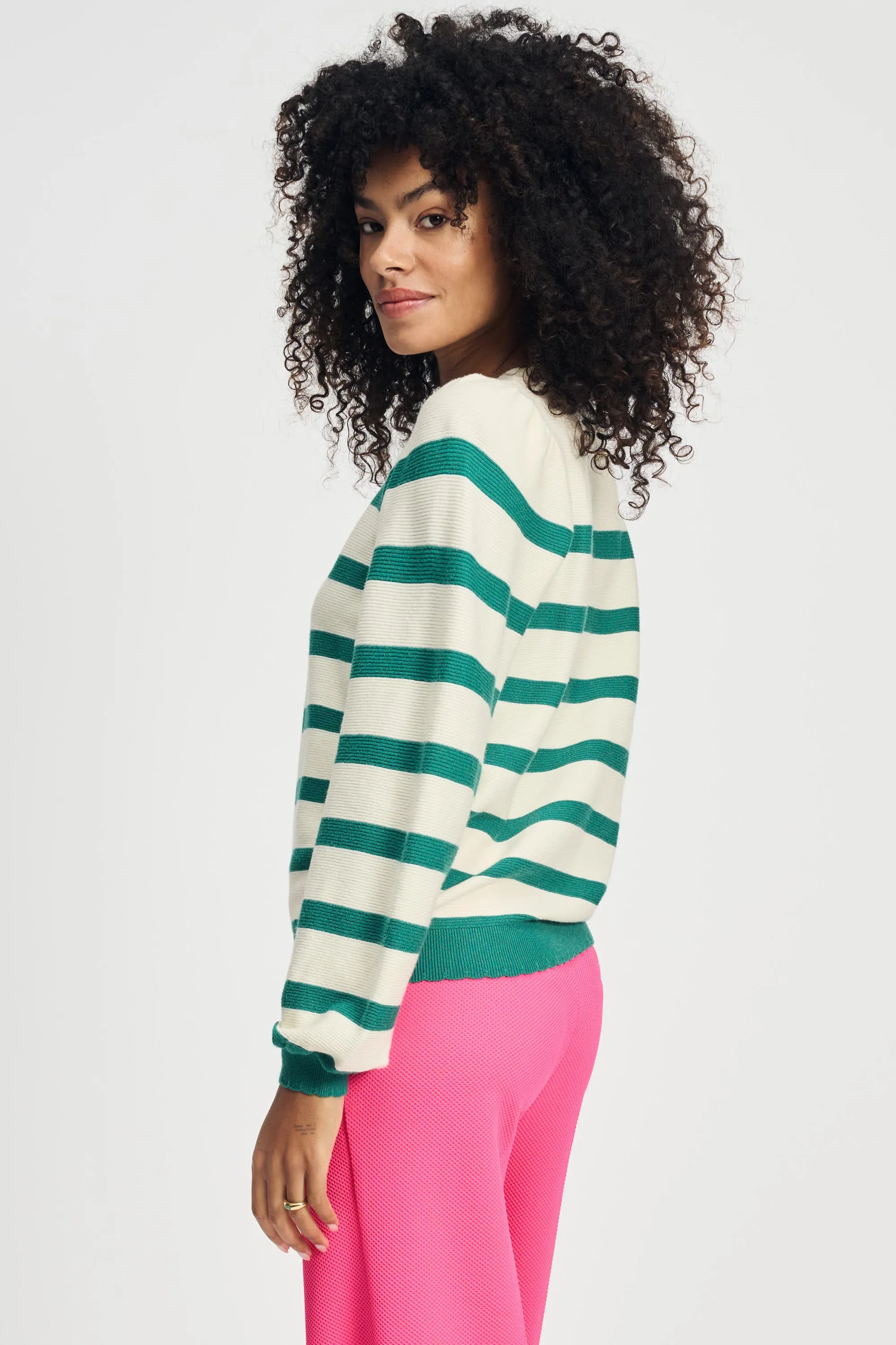 PULLOVER - Striped Fresh Green