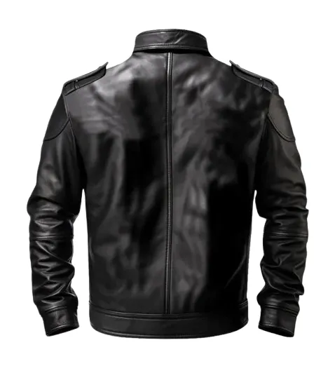 "Men's Black Genuine Leather Biker Jacket