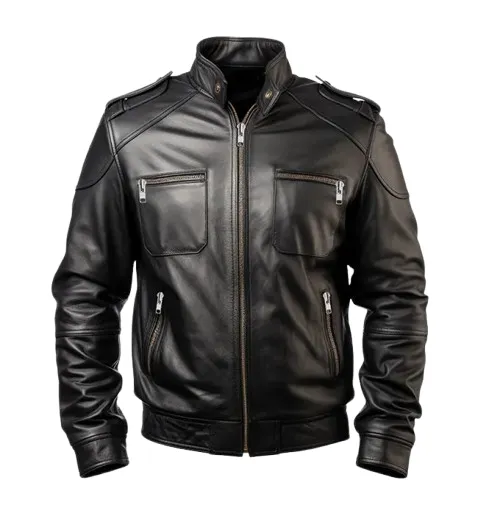 "Men's Black Genuine Leather Biker Jacket
