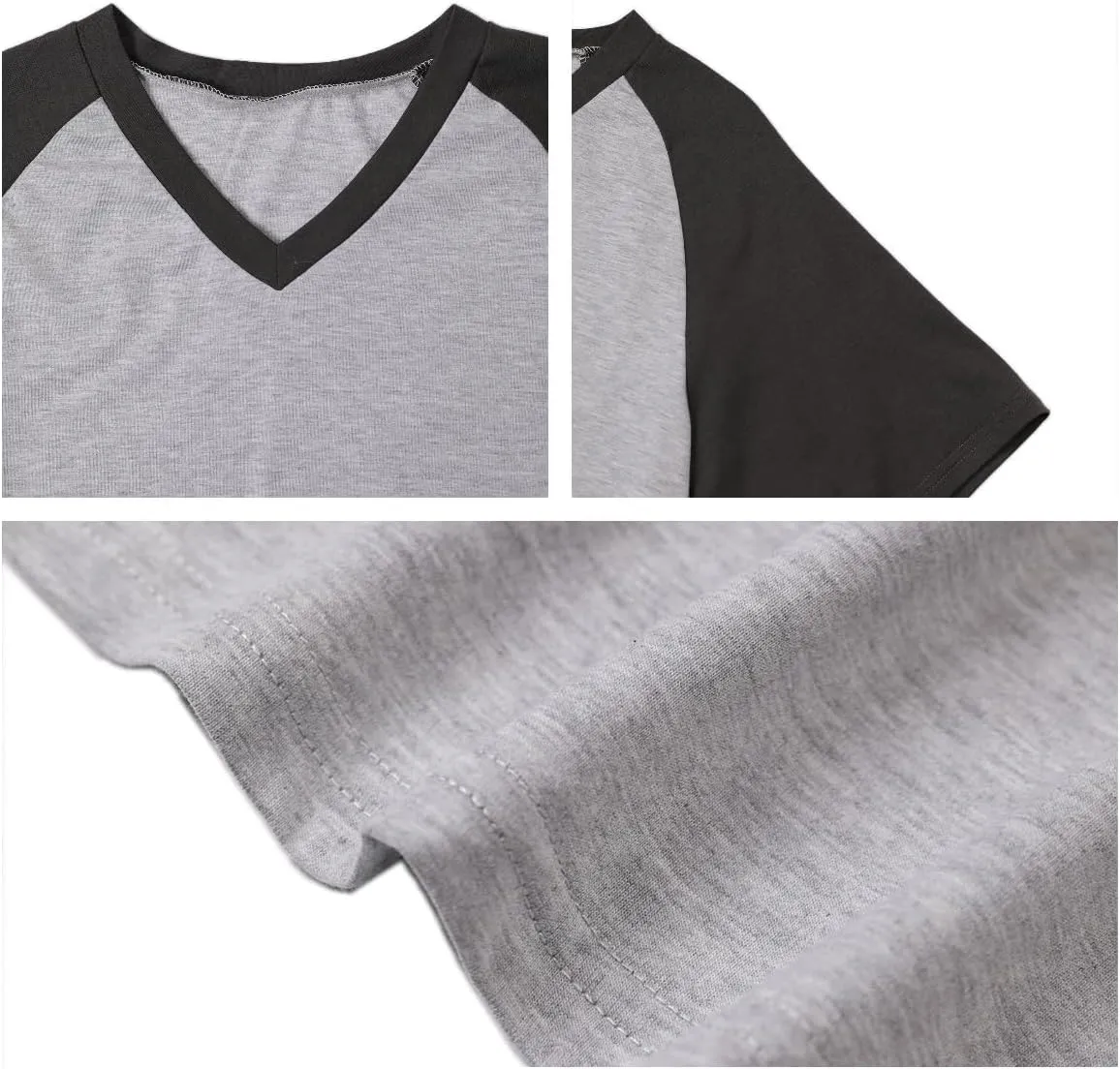 Remidoo Womens Short Sleeve Oversized T Shirt Color Block V Neck Casual Tee Tops