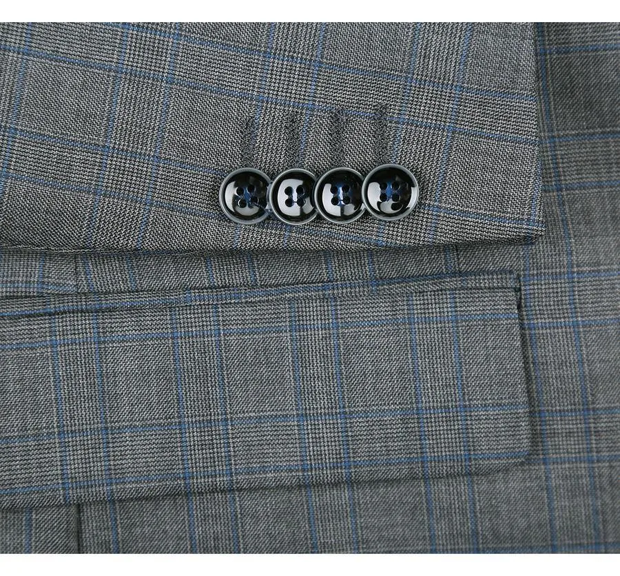 Renoir Men's Classic Fit Plaid Blazer Wool Sport Coat