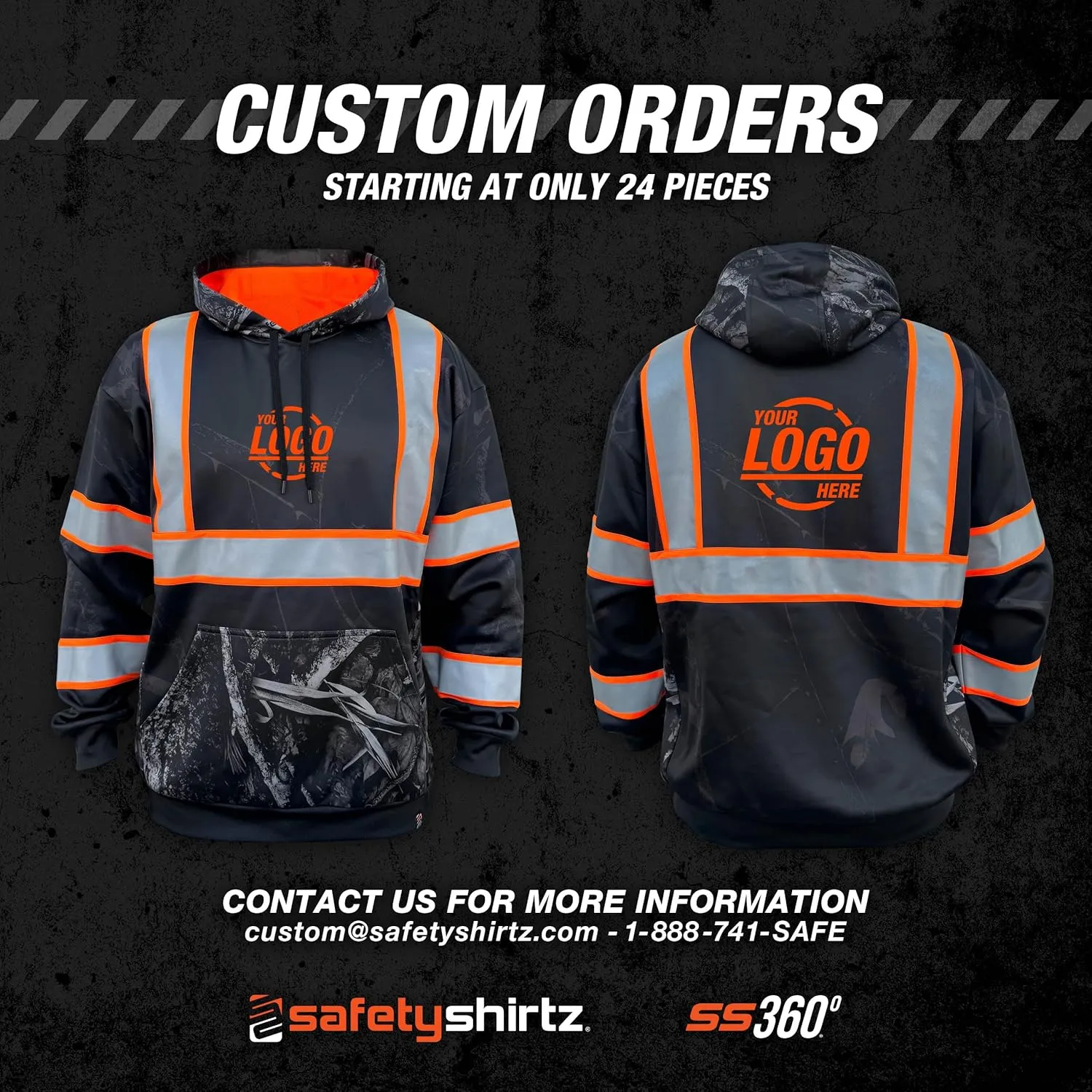 SafetyShirtz Men's SS360 ANSI Type-O Stealth Graphic Hoods and Zip Ups