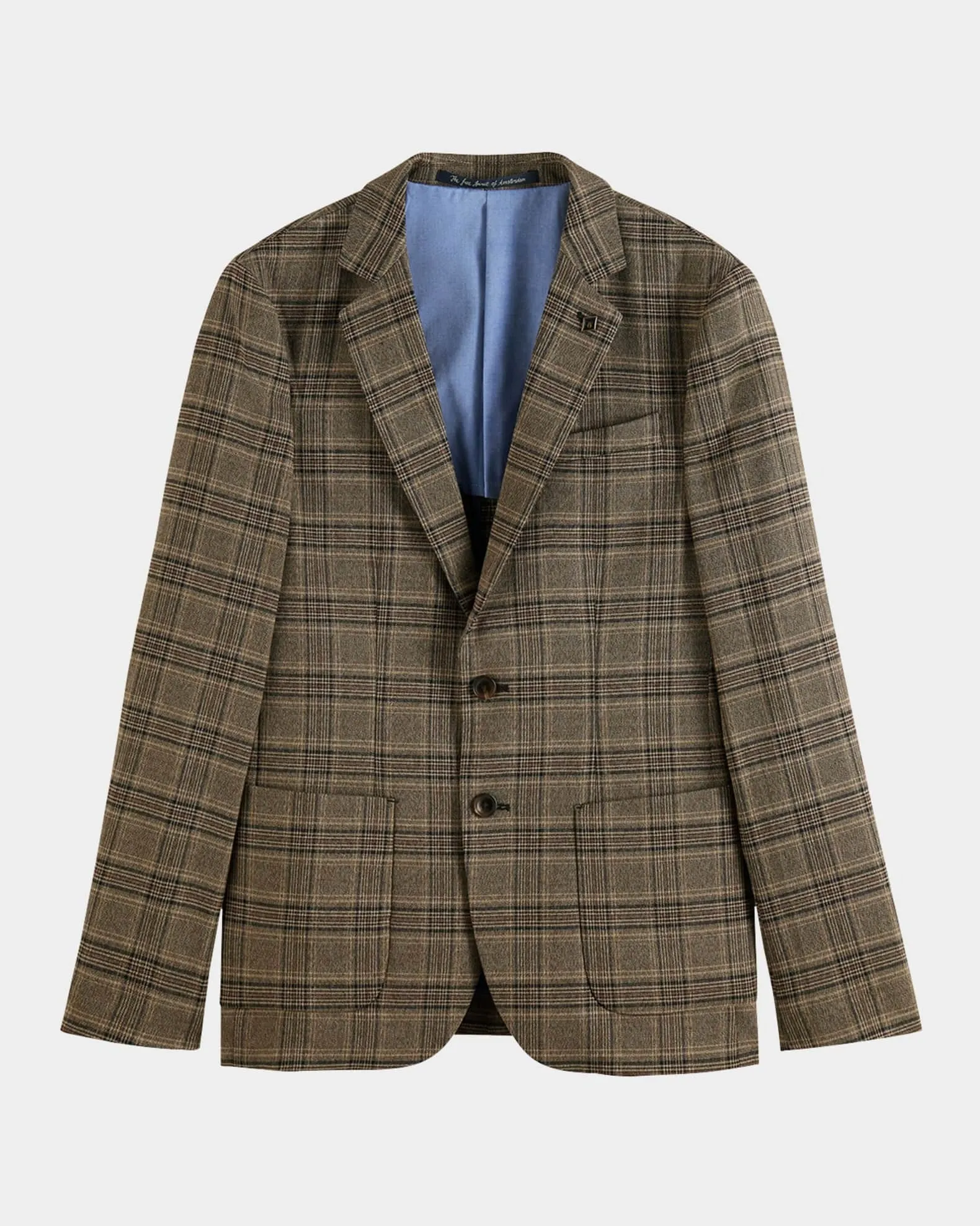 SCOTCH & SODA Men's Single Breasted Yarn Dyed Plaid Brown Check Blazer XL