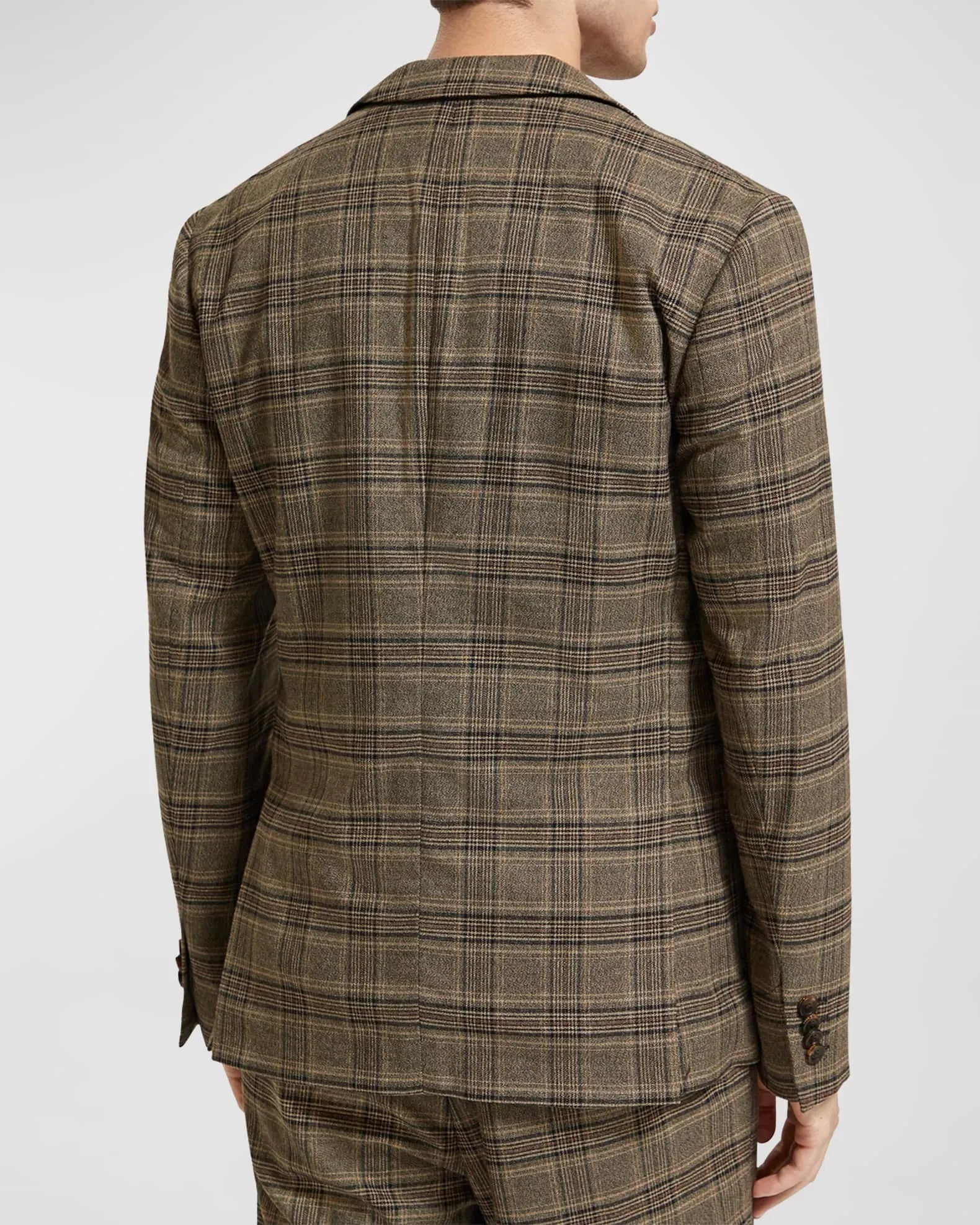 SCOTCH & SODA Men's Single Breasted Yarn Dyed Plaid Brown Check Blazer XL