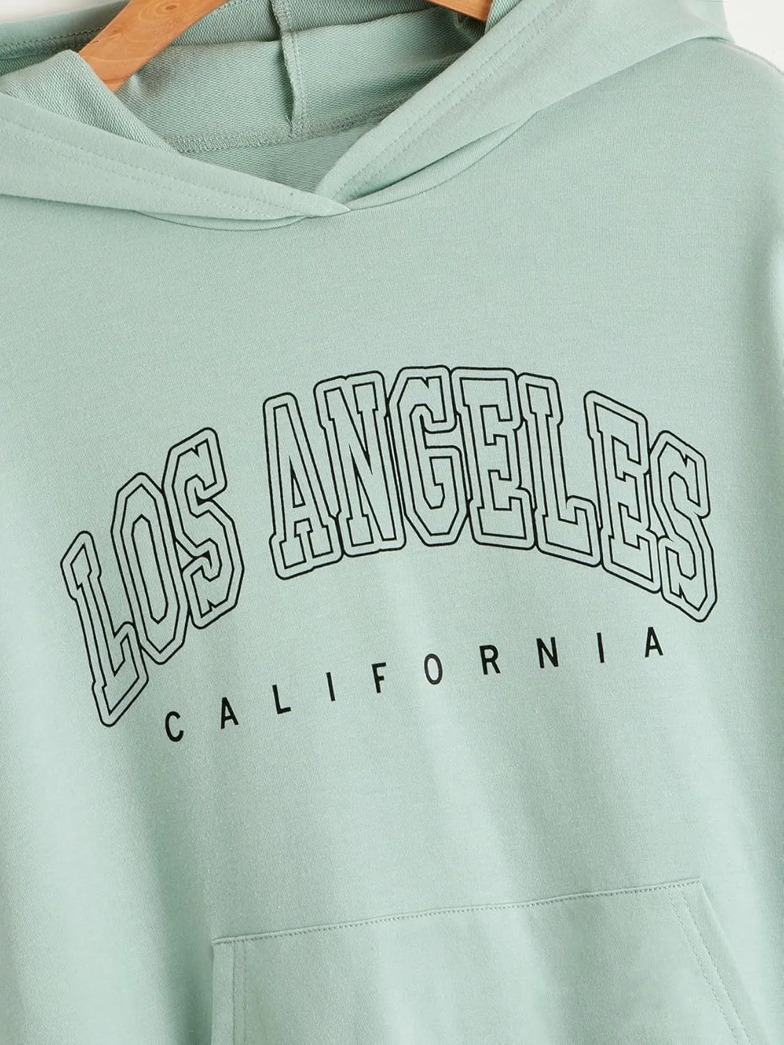 SHENHE Girl's Casual Fashion Los Angeles Hoodie Graphic Long Sleeve Hooded Sweatshirt