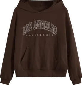 SHENHE Girl's Casual Fashion Los Angeles Hoodie Graphic Long Sleeve Hooded Sweatshirt