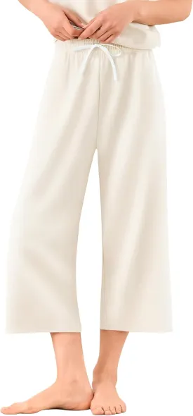 SPECIALMAGIC Capri Pants for Women Wide Leg Yoga Cropped Pants with Pockets 22" High Waist Lounge Yoga Casual