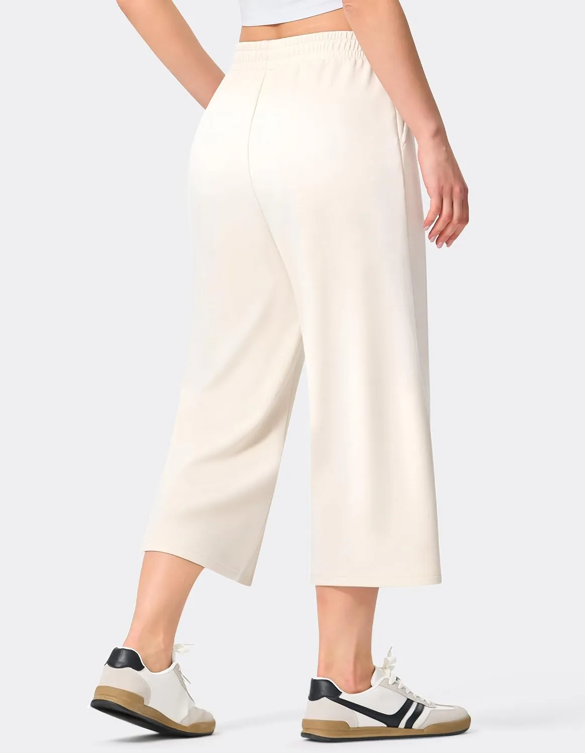 SPECIALMAGIC Capri Pants for Women Wide Leg Yoga Cropped Pants with Pockets 22" High Waist Lounge Yoga Casual