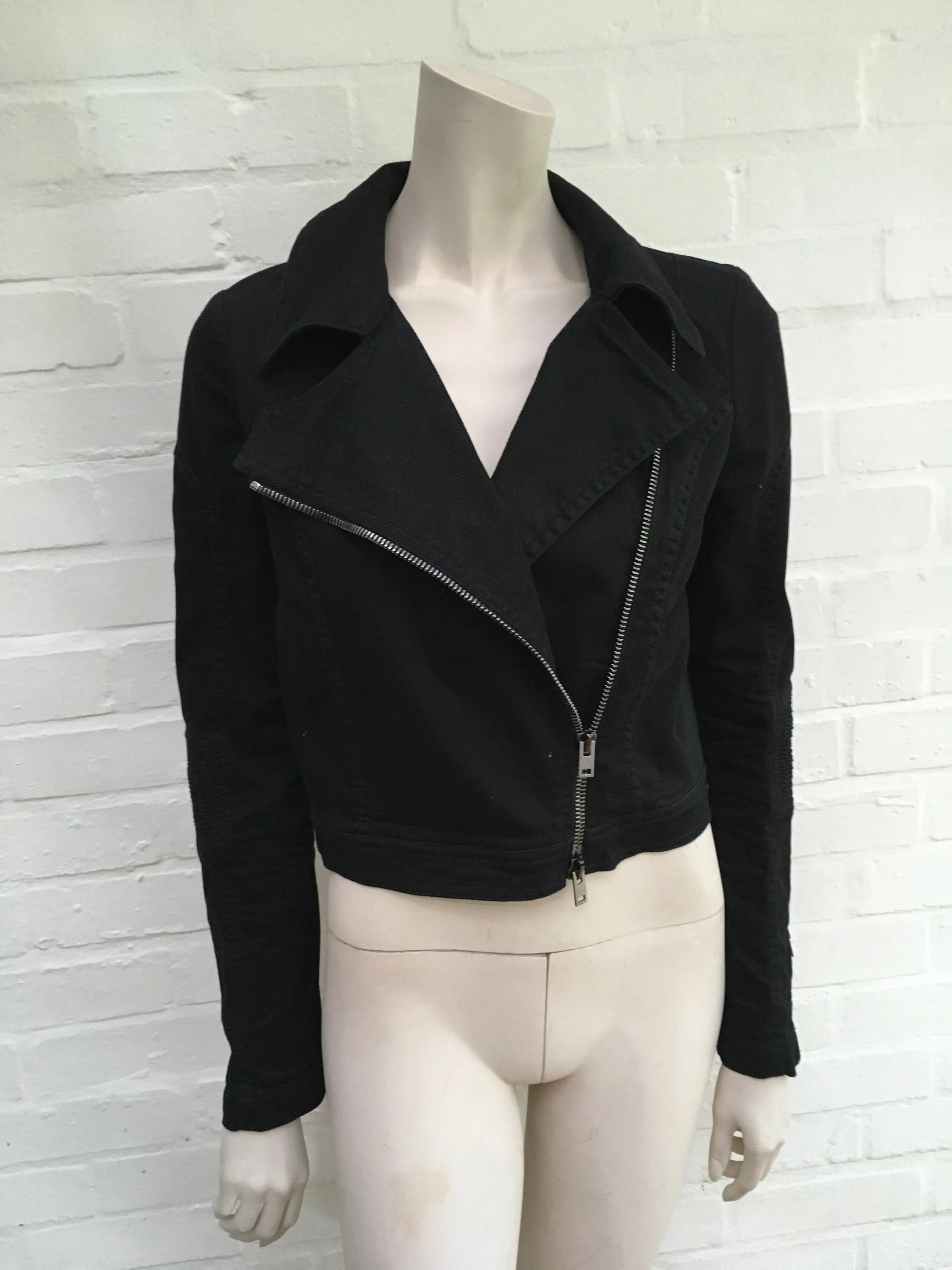 Stella McCartney Biker Denim Jeans Black Jacket Size I 42 UK 10 US 6 ladies