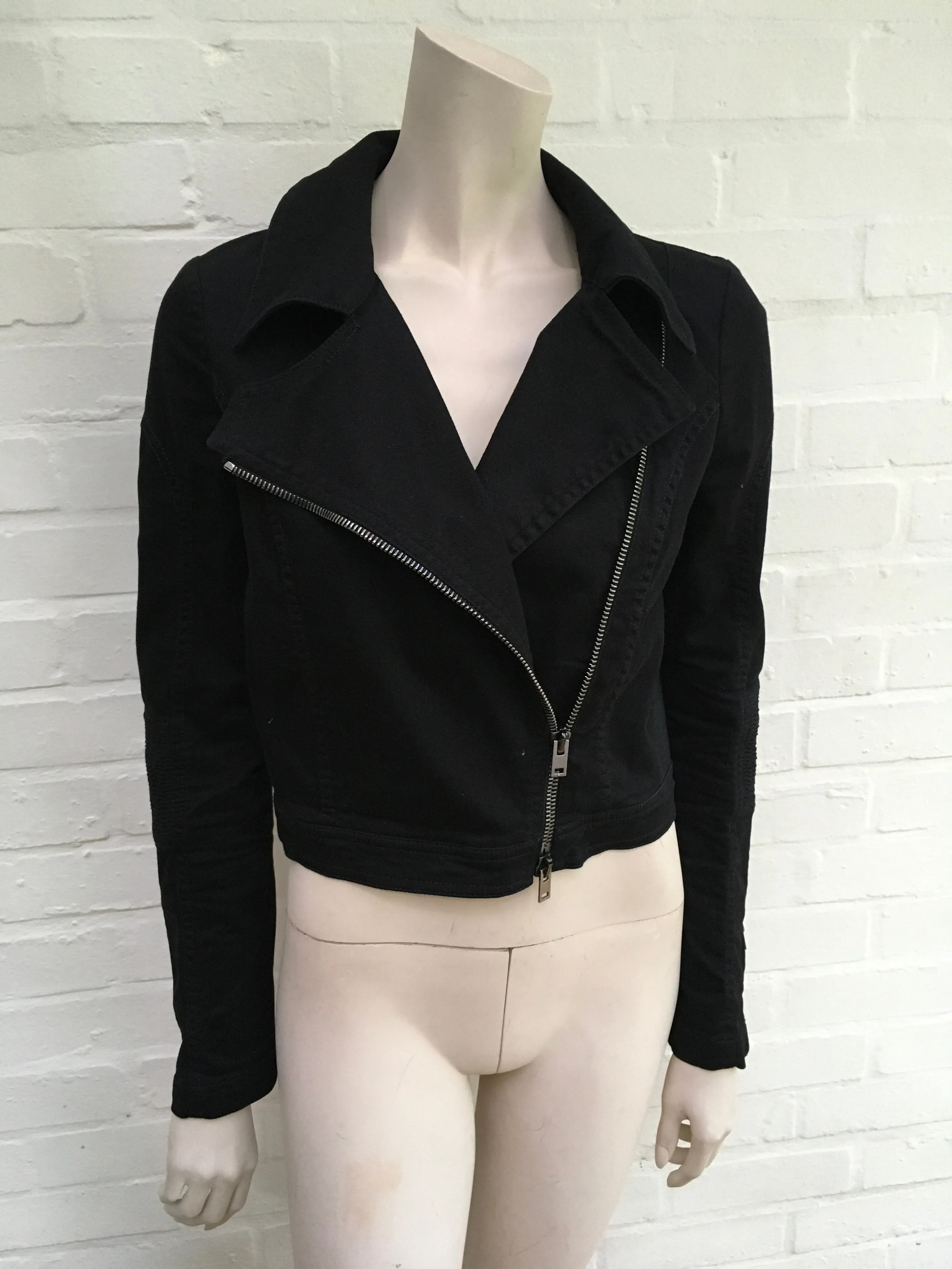 Stella McCartney Biker Denim Jeans Black Jacket Size I 42 UK 10 US 6 ladies