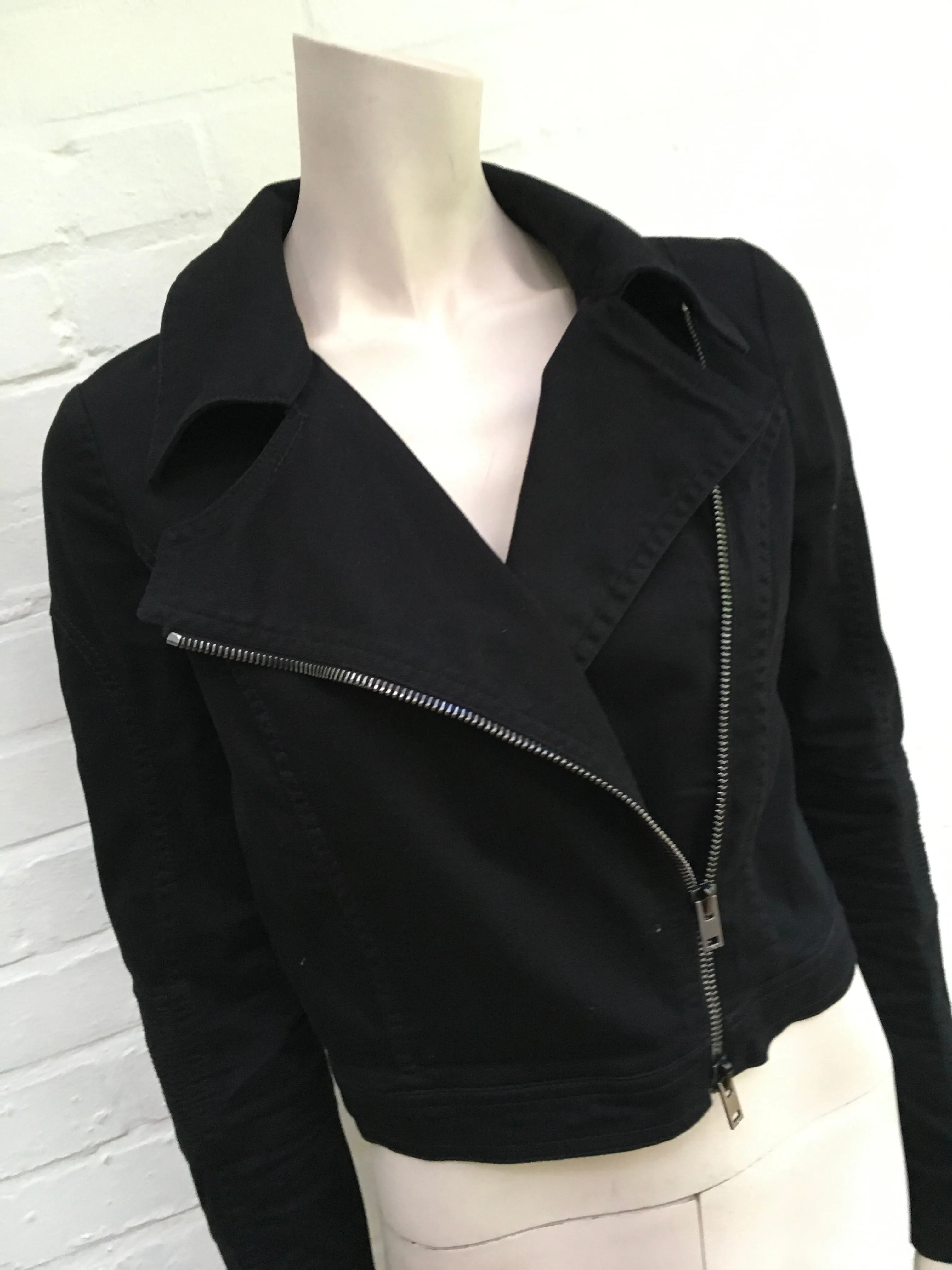 Stella McCartney Biker Denim Jeans Black Jacket Size I 42 UK 10 US 6 ladies