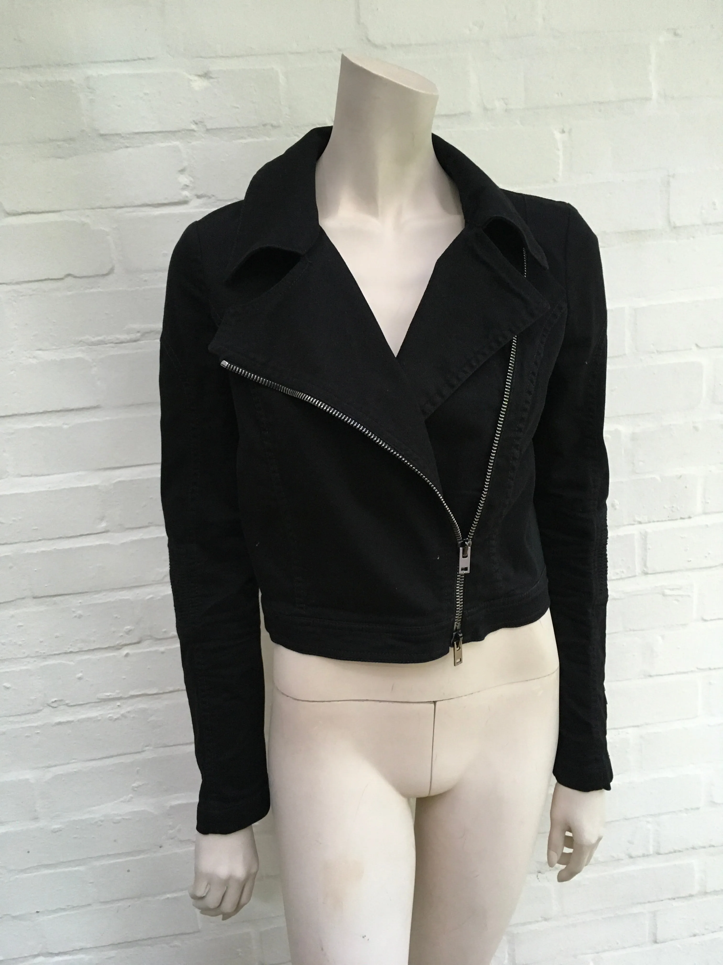 Stella McCartney Biker Denim Jeans Black Jacket Size I 42 UK 10 US 6 ladies