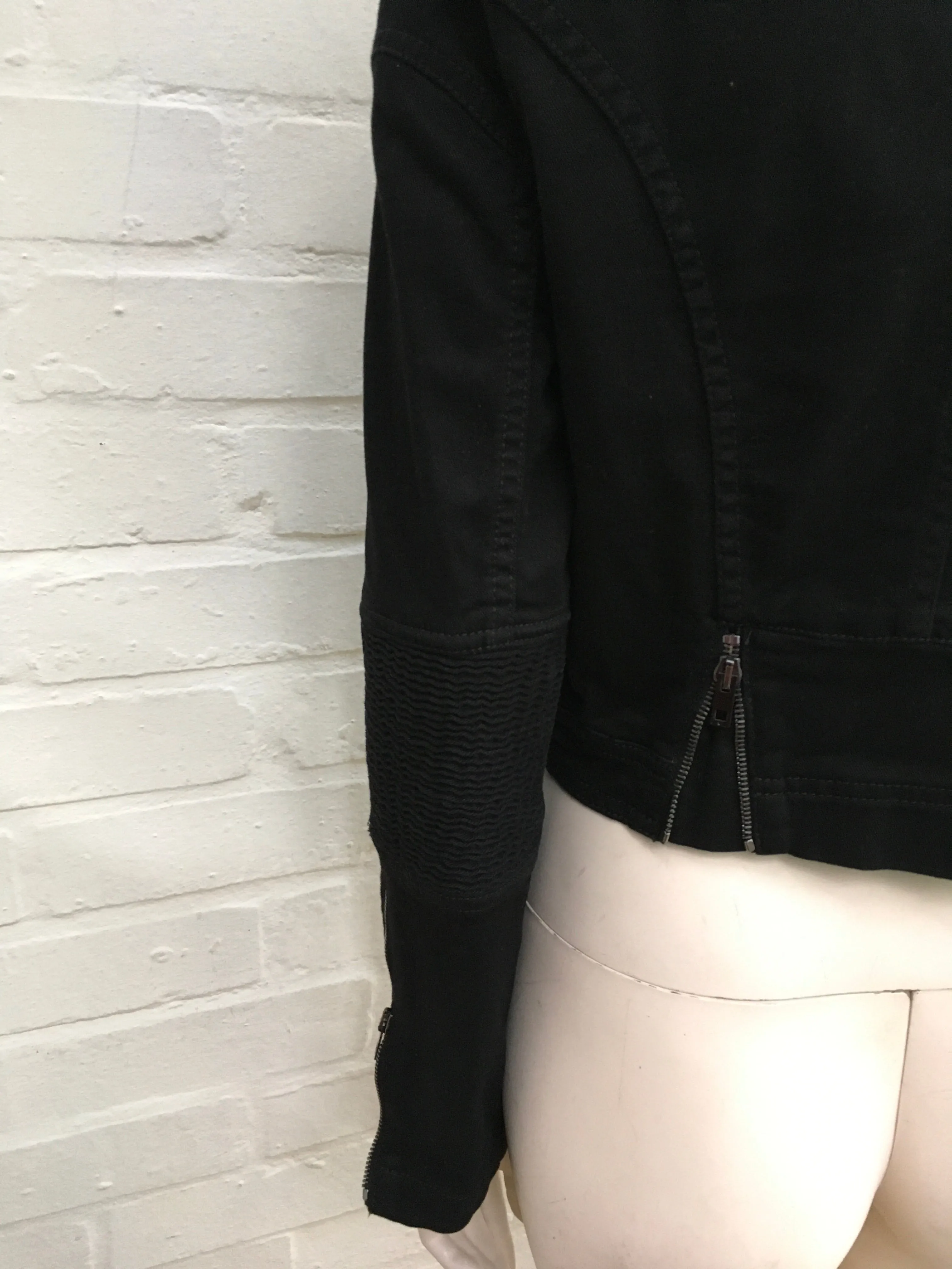 Stella McCartney Biker Denim Jeans Black Jacket Size I 42 UK 10 US 6 ladies