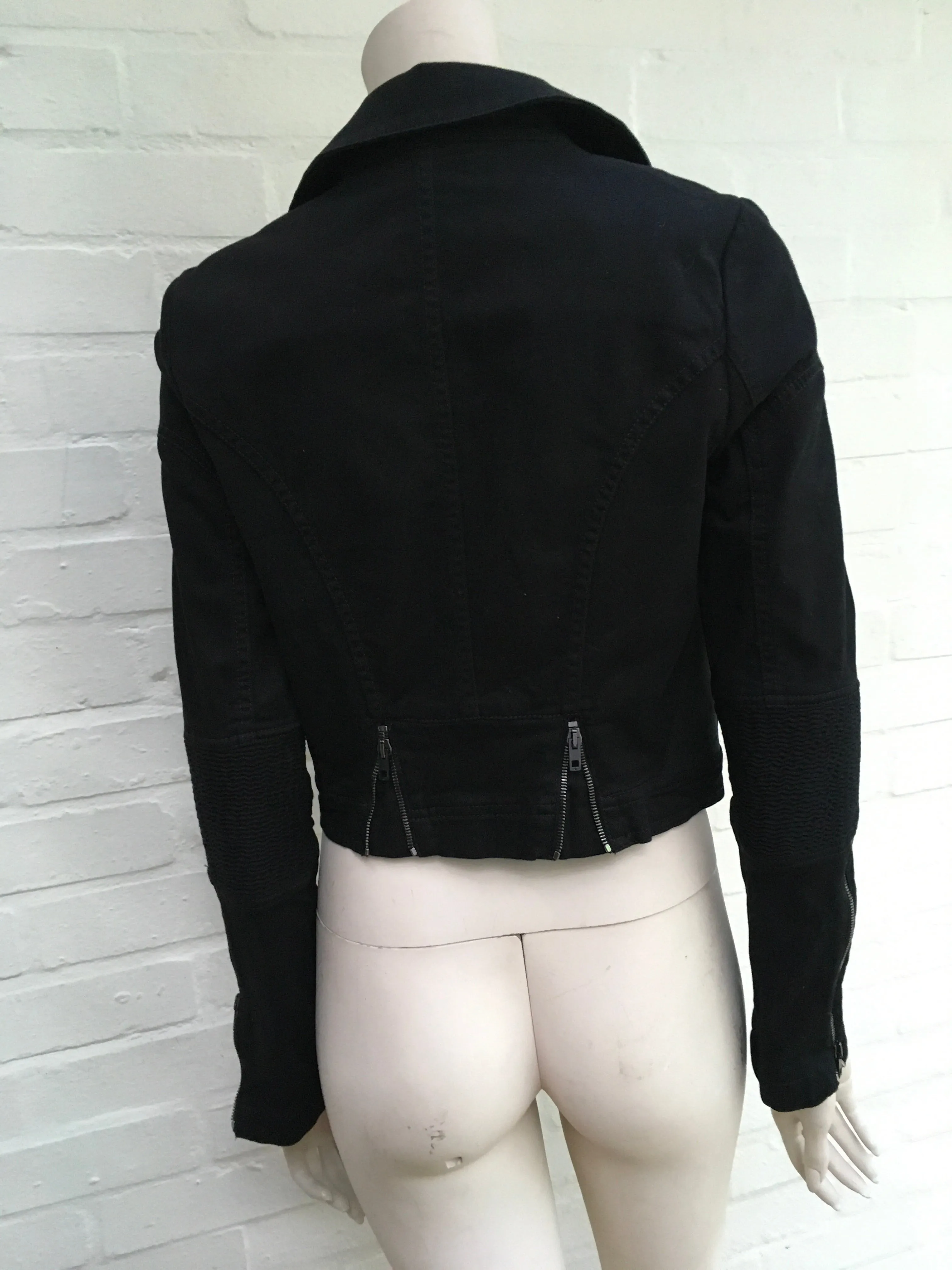 Stella McCartney Biker Denim Jeans Black Jacket Size I 42 UK 10 US 6 ladies