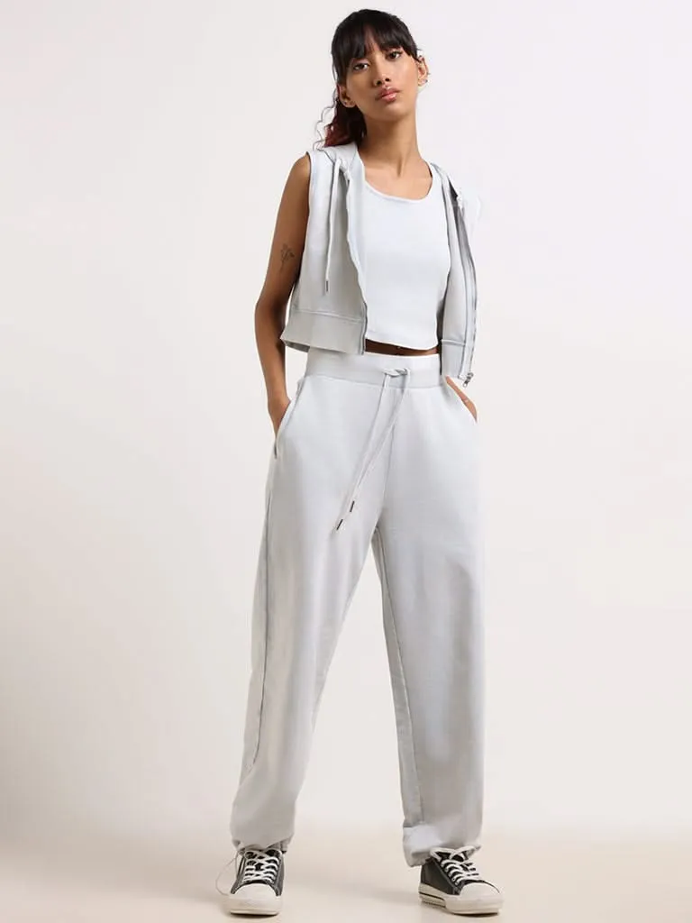 Studiofit Grey Cotton Crop Tank Top