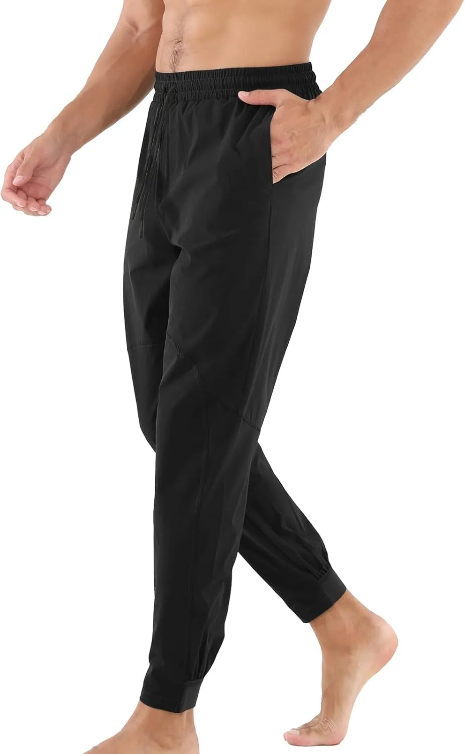 Surenow Mens Athletic Lightweight Workout Sweatpants Multiple Pockets Gym Quick-Drying Joggers Tapered Fit Training Pants