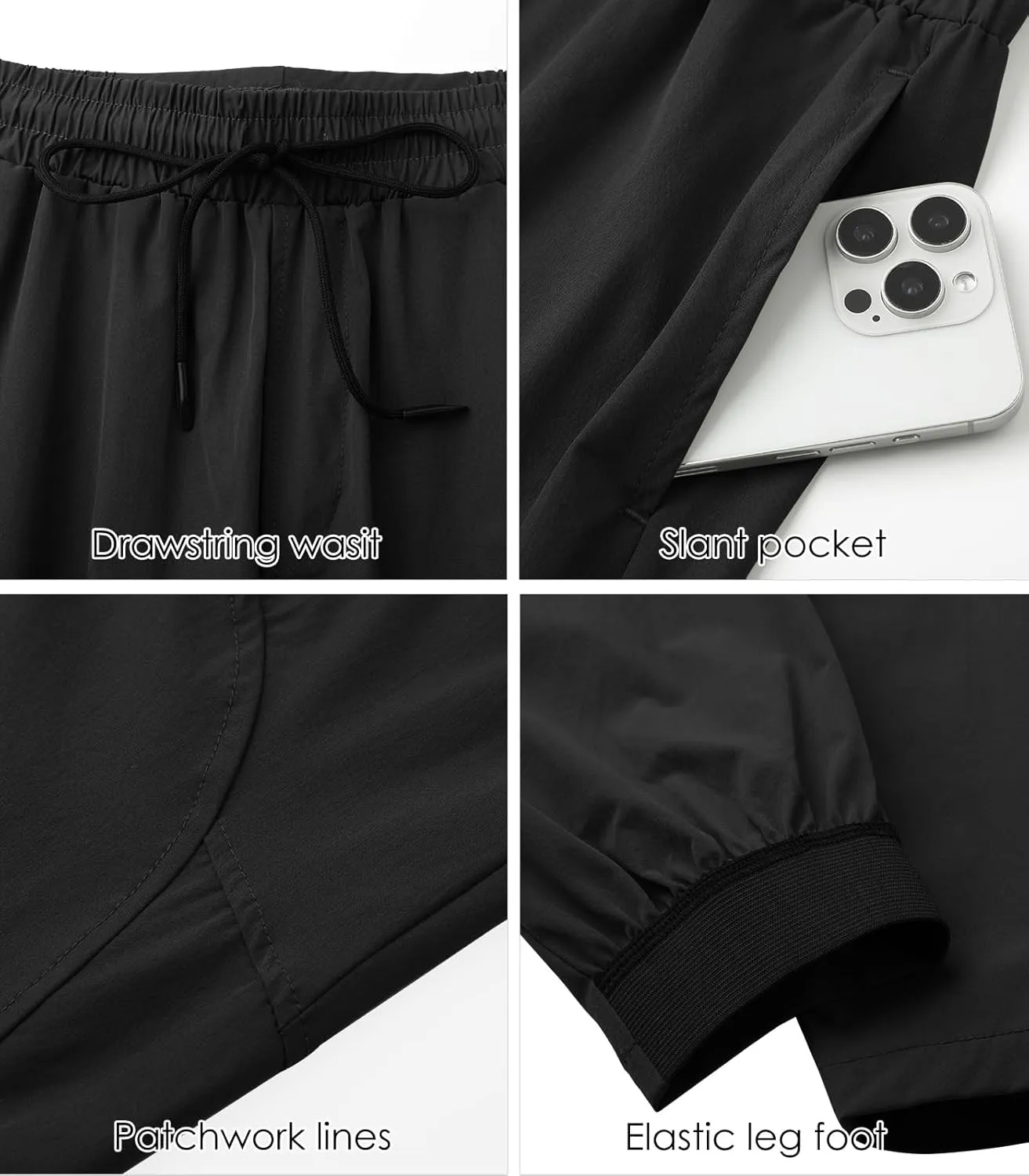 Surenow Mens Athletic Lightweight Workout Sweatpants Multiple Pockets Gym Quick-Drying Joggers Tapered Fit Training Pants