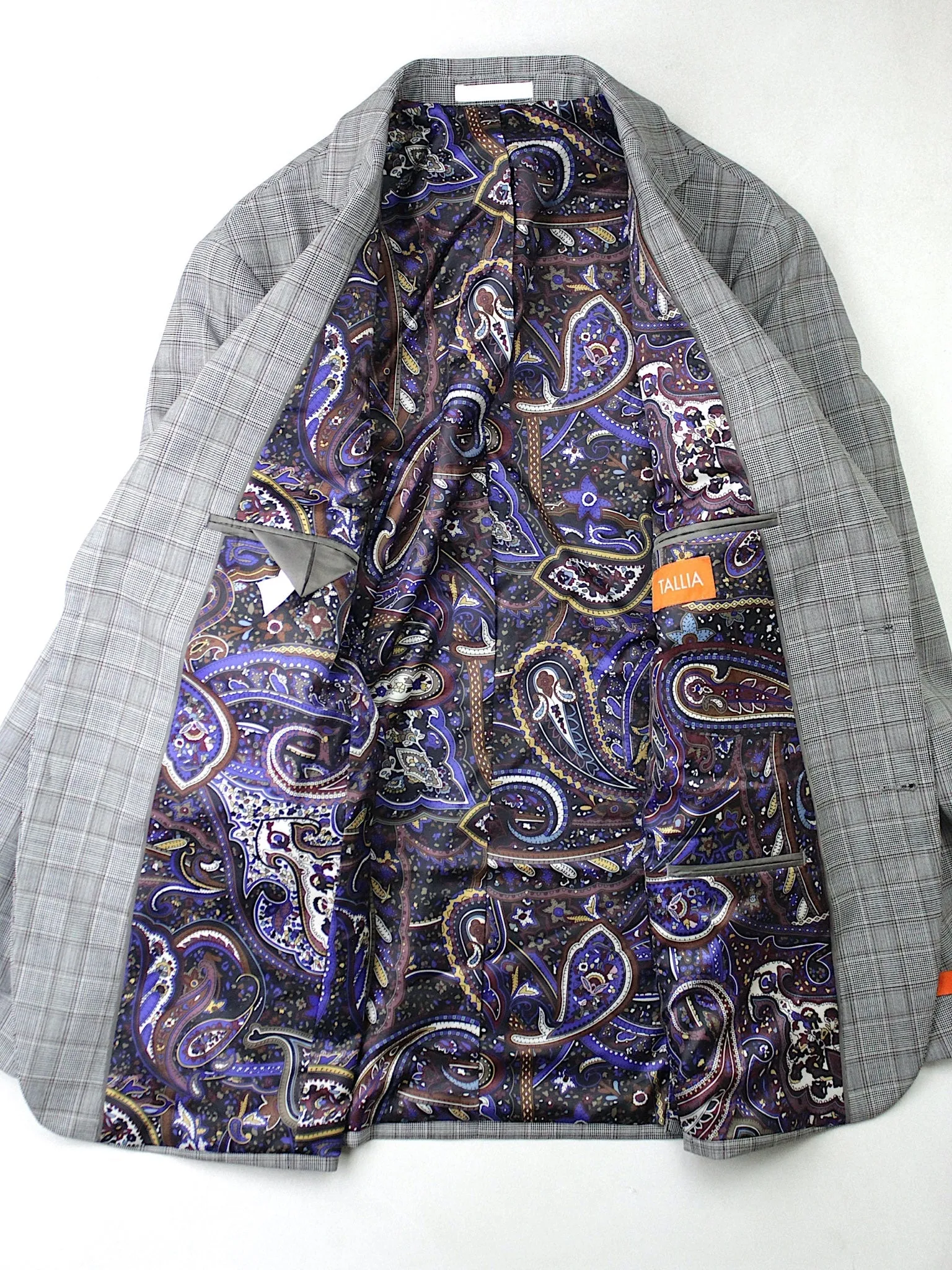 Tallia Mens Slim fit Sport Coat Blazer 38 R Grey Plaid