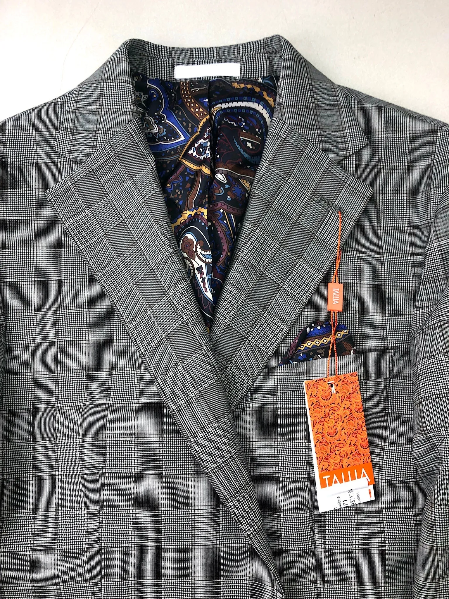 Tallia Mens Slim fit Sport Coat Blazer 38 R Grey Plaid