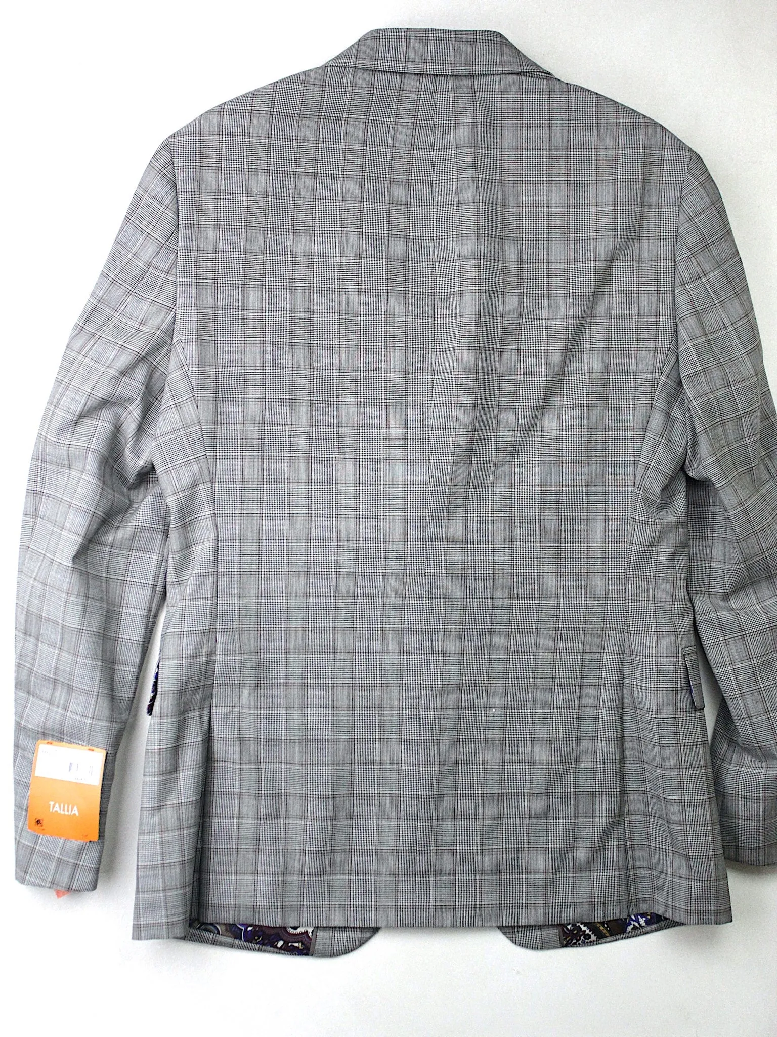 Tallia Mens Slim fit Sport Coat Blazer 38 R Grey Plaid