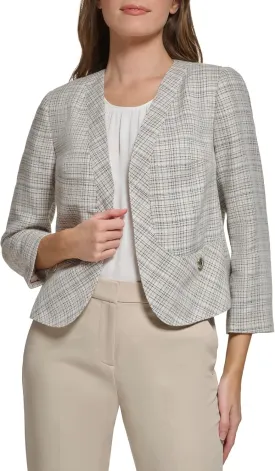 Tommy Hilfiger Women's Plaid Open Front Blazer