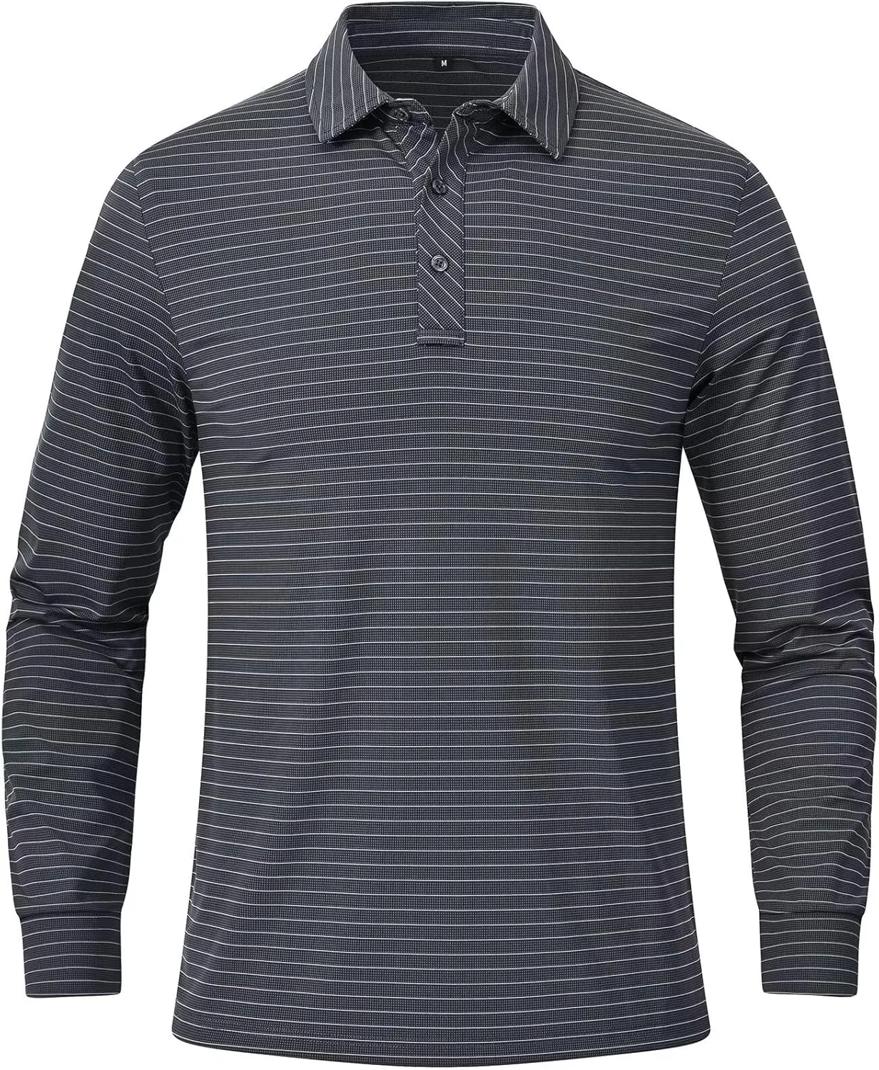 Tyhengta Men's Striped Shirt Long Sleeve Golf Polo Shirts